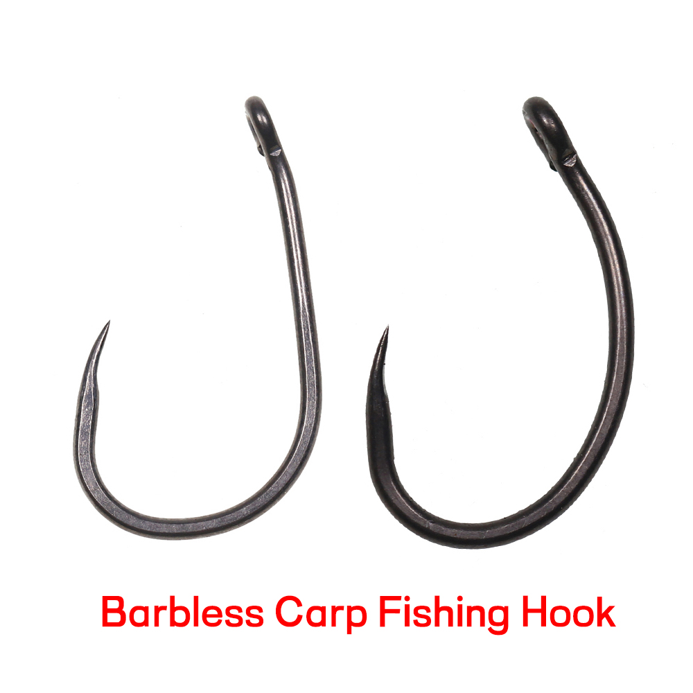 Fishing Hook Barbless - 50PCS Matt Black Carp Fishing Barbless
