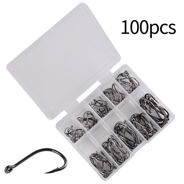 Fishing Hook Circle - B*New 100Pcs Fishing Hooks Set Carbon