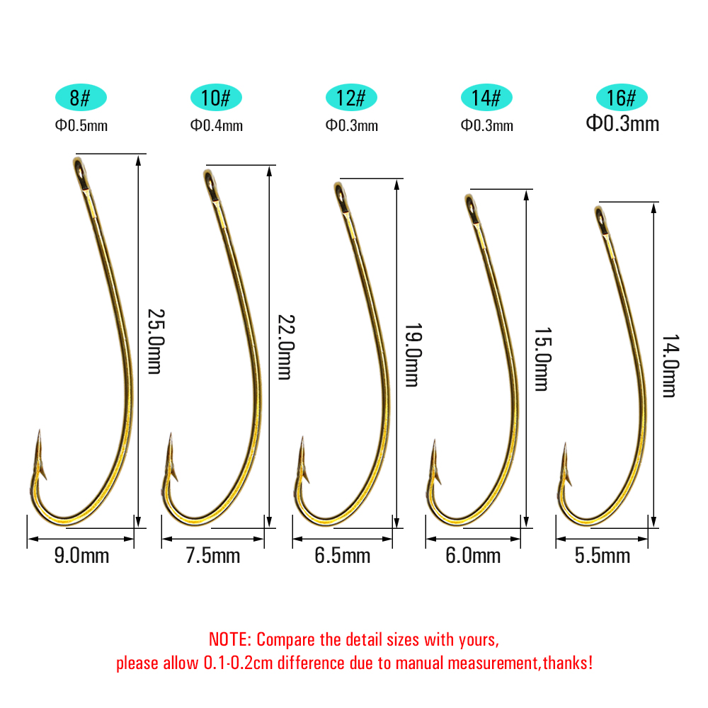 ICERIO 100 Chiếc 3X Cán Dài Đư - đánh giá và giá Fishing Hook Size