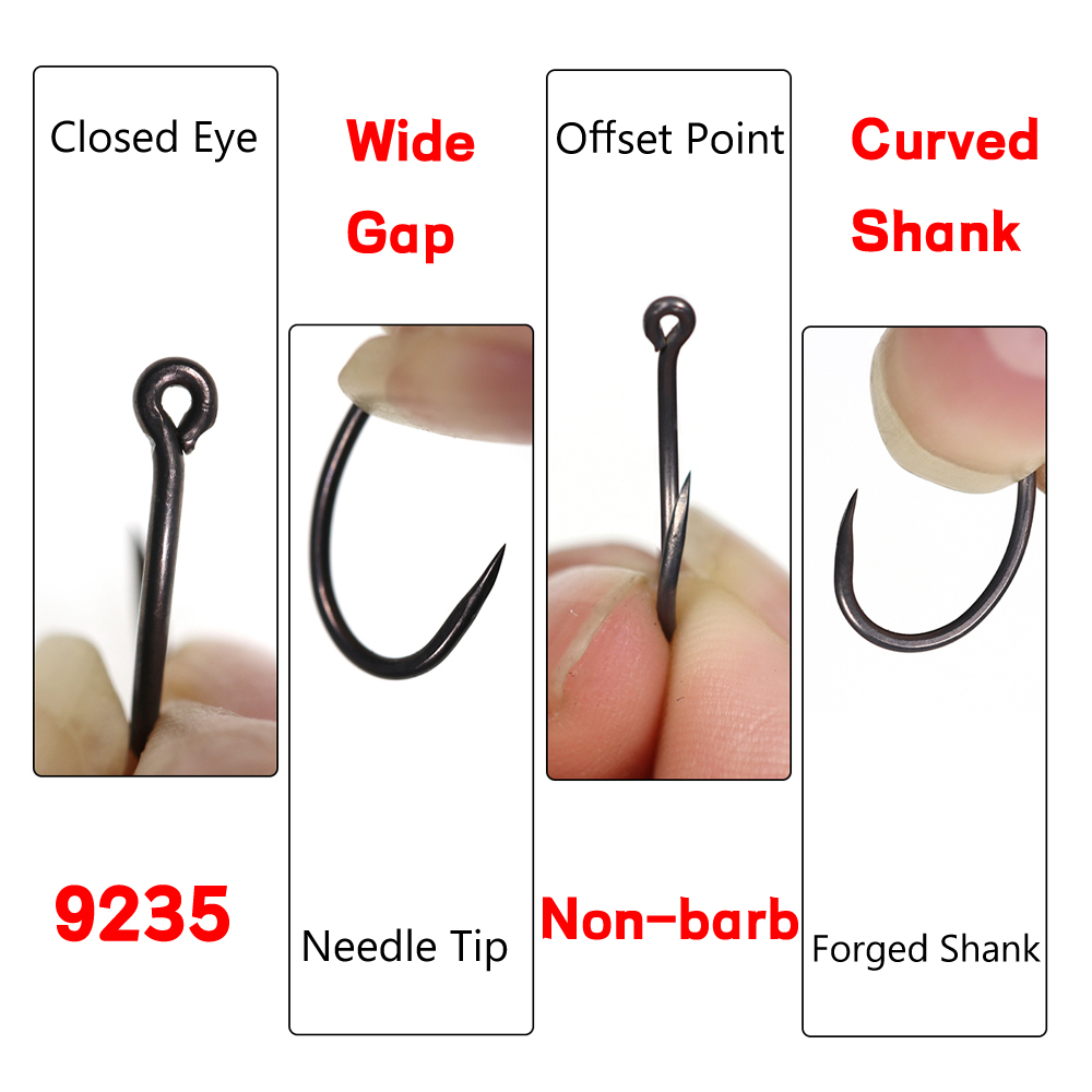 50PCS Matt Black Carp Fishing  - đánh giá và giá Fishing Hook Barbless