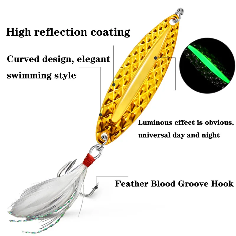 1PC Metal Luminous Spinner Spo - đánh giá và giá Fishing Hook Treble