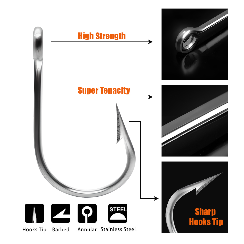 10 PCS Large King Size Hook wi - đánh giá và giá Fishing Hook Circle