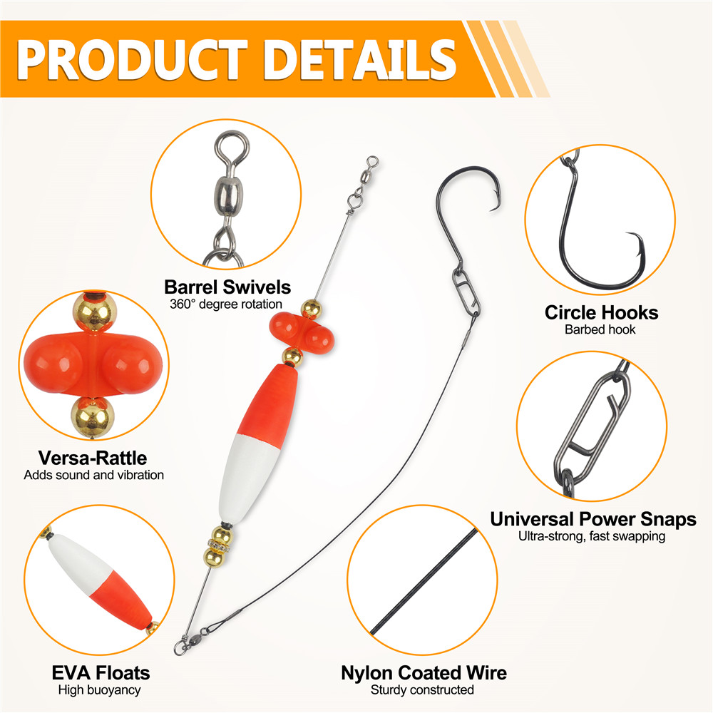 3pcs Rattle Catfish Rig Float  - đánh giá và giá Fishing Hook Circle