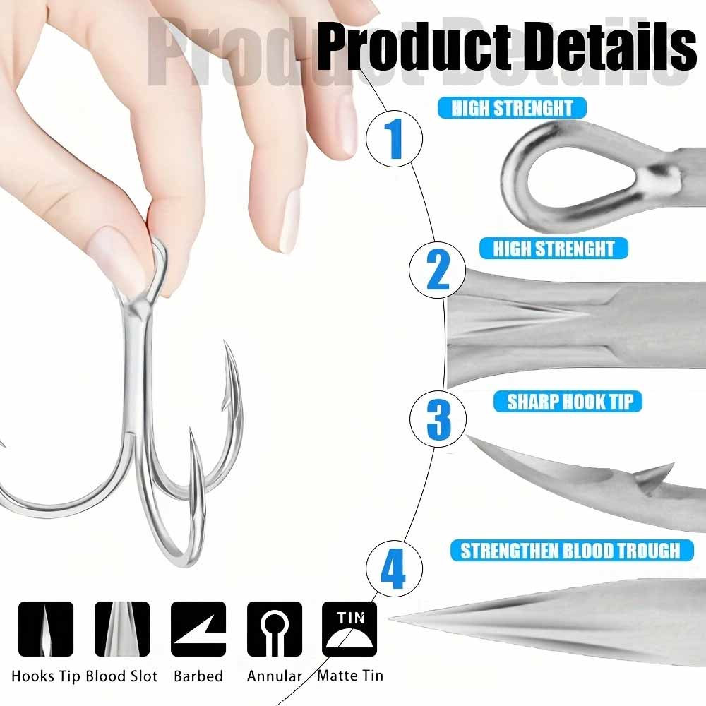 CAZULO 10pcs triple hook, rein - đánh giá và giá Fishing Hook Offset