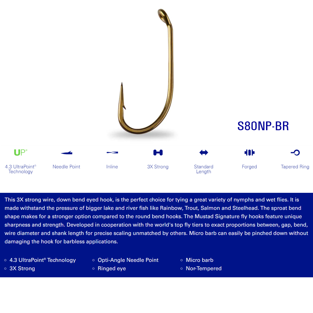 Mustad 30 Chiếc Đồng Xong Nymp - đánh giá và giá Fishing Hook Barbless